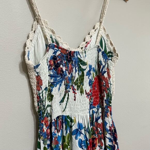 Crochet Floral Sundress Womens Large Boho Knee Length Resort Tropical‎ Festival - Picture 5 of 13